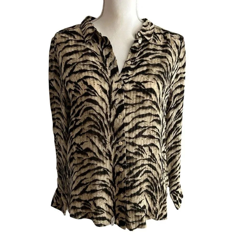 ba&sh Issac Zebra Shirt Size XS - Picture 5 of 9